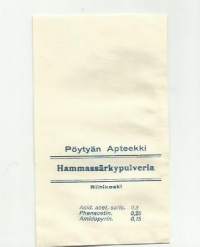 Pöytyän Apteekki, Pöytyä - apteekkipussi Hammassärkypulveria