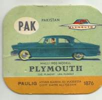 Plymouth - autokortti, keräilykuva, kahvipakettikuva