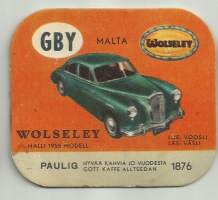 Wolseley - autokortti, keräilykuva, kahvipakettikuva