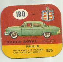 Dodge Royal - autokortti, keräilykuva, kahvipakettikuva