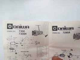 Daiwa 8700, 8600, 8300, 1050RLH, 1001RLH, 7850RL, 7850RLH, 7550RLH, 7350RL, 7350RLDX, 7250RL, 7700, 7600, 7600H, 7500, 7500H, 7351, 7300, 7300H, 7290A reel parts