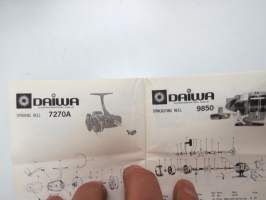 Daiwa 8700, 8600, 8300, 1050RLH, 1001RLH, 7850RL, 7850RLH, 7550RLH, 7350RL, 7350RLDX, 7250RL, 7700, 7600, 7600H, 7500, 7500H, 7351, 7300, 7300H, 7290A reel parts