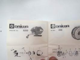 Daiwa 8700, 8600, 8300, 1050RLH, 1001RLH, 7850RL, 7850RLH, 7550RLH, 7350RL, 7350RLDX, 7250RL, 7700, 7600, 7600H, 7500, 7500H, 7351, 7300, 7300H, 7290A reel parts