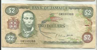 Jamaika 2 Dollars 1992  seteli