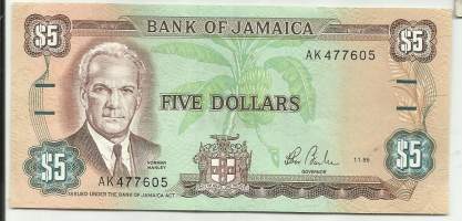 Jamaika 5 Dollars 1991  seteli