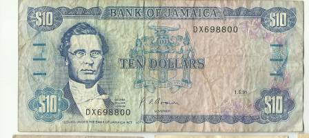 Jamaika 10 Dollars 1991  seteli