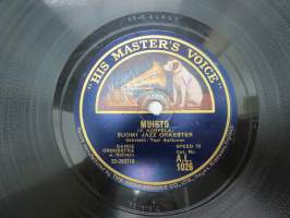 His Master´s Voice A.L. 1026 Muisto / Jukolanpolkka -  Suomi Jazz-orkester, Topi Aaltonen -savikiekkoäänilevy 78 rpm 10&quot; record