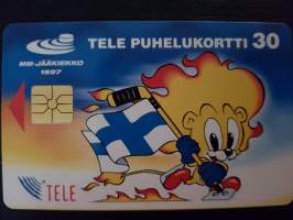 Tele puhelukortti 30. MM-jääkiekko 1997.