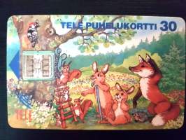 Tele puhelukortti 30. Orava puhelimessa, muut jonottaa 1994