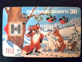 Tele puhelukortti 30. Ketti puhelimessa, muut jonottaa 1994