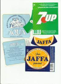 Hartwall Jaffa, Qua ja 7 UP -   juomaetiketti 3 eril