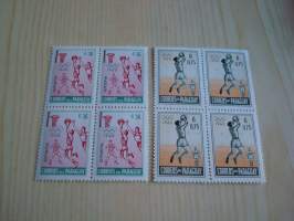 1960 Rooma Olympialaiset koripallo, 7 erilaista postimerkkinelilöä eli yhteensä 28 postimerkkiä, Paraguay. Katso myös muut kohteeni.