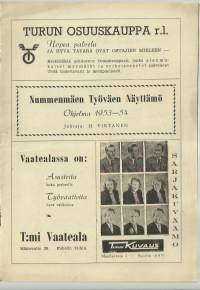 Nummenmäen Työväen Näyttämö Turku 1953 - 1954   paljon mainoksia