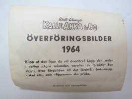 Walt Disney 12 - Kalle Anka &amp; Co överföringsbilder 1964 -siirtokuva-arkki, joka ollut Ruotsin &quot;Aku-lehden&quot; mukana -decals