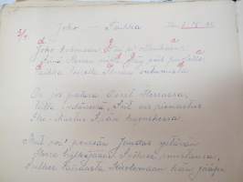 Lauluja. Signe Heinonen -käsinkirjoitettuja uskonnollissävyisiä lauluja + erillinen sisältövihko, 1922? alkaen -handwritten songs, mostly religious