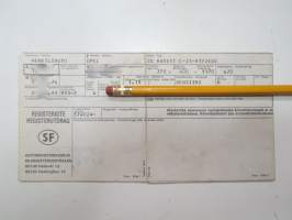 Opel Kadett 2D C-31-K1/2400 -rekisteriote / registration card