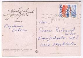 Postikortti  Ruotsista Tukholma Skepsholm. Kulkenut 23.12.1968