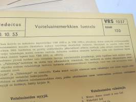 Valtionrautatiet VR - hankintaohjeita ja määrityksiä 1930-50 -luvuilta; Suojapeitteet, Voiteluaineet, Trasseli, Toimistohuonekalut, Pyyhinliinat, Sankasiteet, Orret