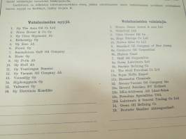 Valtionrautatiet VR - hankintaohjeita ja määrityksiä 1930-50 -luvuilta; Suojapeitteet, Voiteluaineet, Trasseli, Toimistohuonekalut, Pyyhinliinat, Sankasiteet, Orret