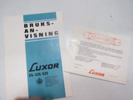 Luxor ES-525 / 523 Stereoskivspelare bruksanvisning - instructions in english, german, french &amp; spanish -levysoitin, käyttöohjeet viidellä kielellä - ei suomi