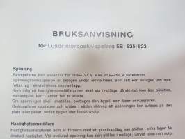Luxor ES-525 / 523 Stereoskivspelare bruksanvisning - instructions in english, german, french &amp; spanish -levysoitin, käyttöohjeet viidellä kielellä - ei suomi