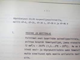 Oilon öljypolttimien toimintaperiaatteet sekä säätö- ja huolto-ohjeet - KP-6, KP-26, KP-36 L, KP-38 H, KP-46 H  -oil burner instructions, in finnish