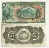 Bolivia 5 Bolivianos 1928  seteli