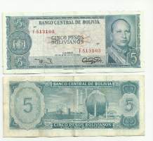 Bolivia 5 Peso Bolivianos 1962  seteli