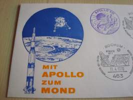 Apollo 13 ensipäiväkuori, Saksa, 1970. Katso myös muut kohteeni. Esim. paljon erilaisia avaruus-aiheisia maksikortteja sekä ensipäiväkuoria.