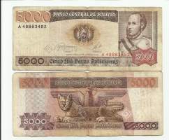 Bolivia 5000 Peso  Bolivianos 1984 seteli