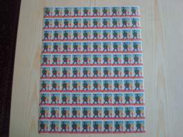 1945 USA joulupostimerkki, täysi 100 merkin arkki, alkuperäinen.
