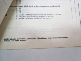 Ajokorttikokeen koekysymykset K 1 - K 10 &amp; L 1 - L 20 / Autokatsastusmiehet ry kysymyssarjat 1960-luvulta(?)