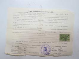 Lupa harjoitusajoon moottoripyörällä, maalari Martti Louramo, Sauvo, Marike, TP-450 - Jawa CZ 350-082851, Paimio 8.4.1957