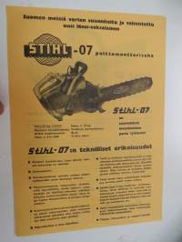 Stihl 07 moottorisaha -myyntiesite -chain saw brochure