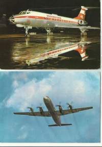 Interflug  Tu-134 ja IL 18   lentokone  postikortti  - lentokonepostikortti 2 eril