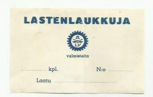 Äly valmiste Lastenlaukkuja -   tuote-etiketti