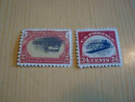 1901 Inverted Pan American Exposition &amp; 1918 Inverted Jenny, USA . Huom. nämä ovat replikat aidoista postimerkeistä, ei siis aidot. Lentokone &amp; juna väärinpäin.