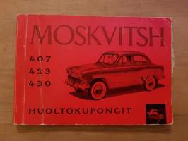 Moskvitsh 407, 423, 430 huoltokupongit, 1962