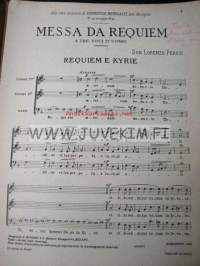 Requiem. Messa da Requiem. Painettu 1944. Turun NMKY:n mieskuoron ohjelmistoa 1897