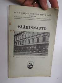 Oy Suomen urheiluaitta Ab - SUA - Päähinnasto 1926 - mukana saatekirje osoitettuna &quot;Nousiaisten Suojeluskunta, Nousiainen&quot;, luettelossa myös Suojeluskuntatarvikkeita