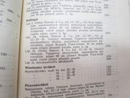 Oy Suomen urheiluaitta Ab - SUA - Päähinnasto 1926 - mukana saatekirje osoitettuna &quot;Nousiaisten Suojeluskunta, Nousiainen&quot;, luettelossa myös Suojeluskuntatarvikkeita