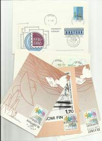FDC - ensipäiväkuori  ensipäiväkortti  Suomi 1980-luku  6 kpl