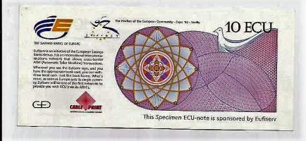 10 ECU Expo 92  / tilapäinen maksuväline