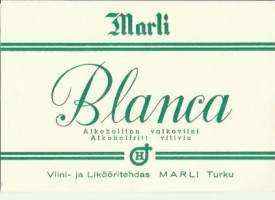 Blanca alkoholiton valkoviini   /  viinietiketti, viinaetiketti