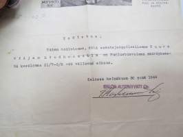 Salon Automyynti, Salo 30.7.1944 -asiakirja / business document