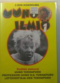 Uuno ilmiö 1 Uuno Turhapuro/Professori Uuno D.G. Turhapuro/Lottovoittaja UKK Turhapuro 3 disc DVD - elokuva