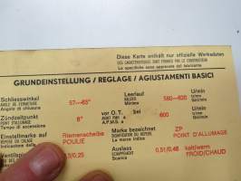 Ford Corsair GT and 2000 E 1967 Sun Electric Corporation -säätöarvokortti, monikielinen - englanti - espanja - saksa - ranska - Technical specifications card