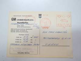 GM-määräaikaishuolto - Turun Autohalli (erikoisleima) -mainos- ja muistutuspostikortti