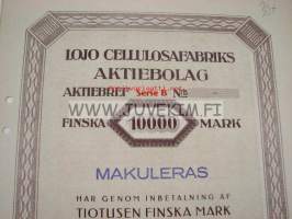 Lojo Cellulosafabriks Aktiebolag, Lojo 1927, 10 000 mk -osakekirja
