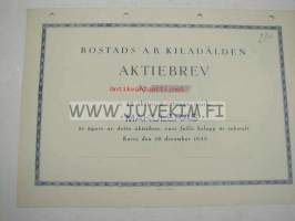 Bostads A.B. Kiladälden, Karis 1945, 43 000 mk -osakekirja